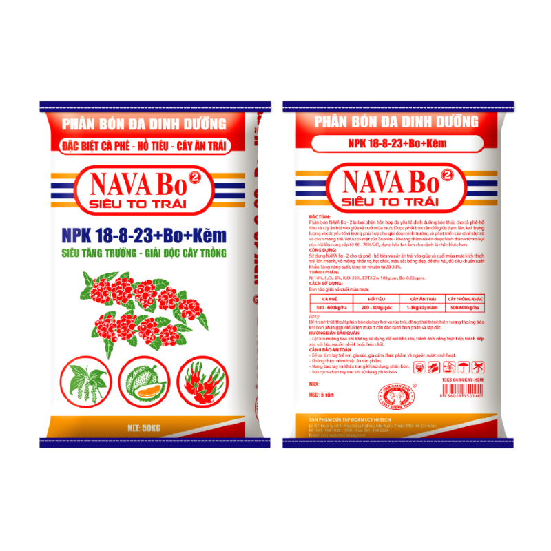 Phân bón chuyên dùng cà phề, tiêu, cây ăn trái- NAVA Bo siêu to trái 2